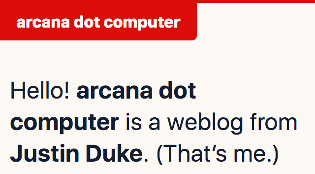 The index page of arcana.computer.