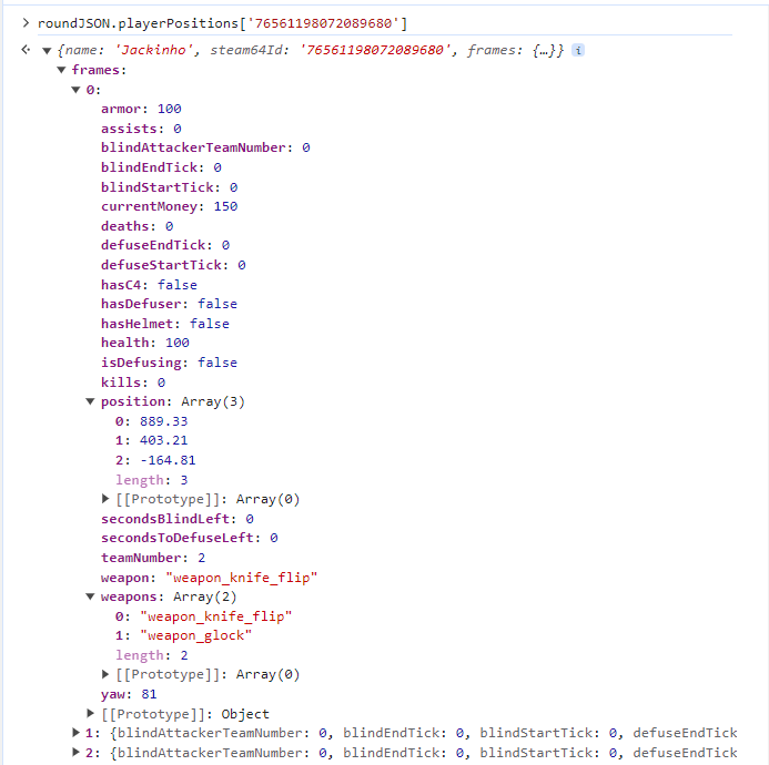 The keys for Starcaller's round object; frames, positions, weapons, etc.