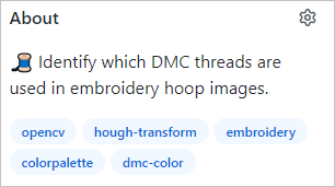 Thread emoji, Identify which DMC threads are used in embroidery hoop images. Topics: opencv hough-transform embroidery colorpalette dmc-color